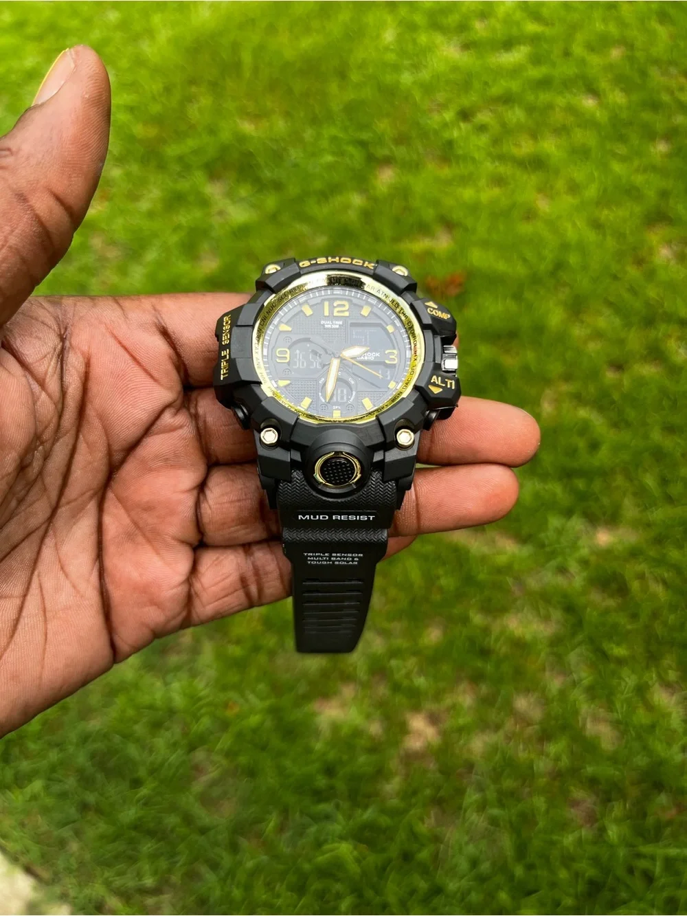 G-Shock Black and Gold Rugged Analog-Digital Watch